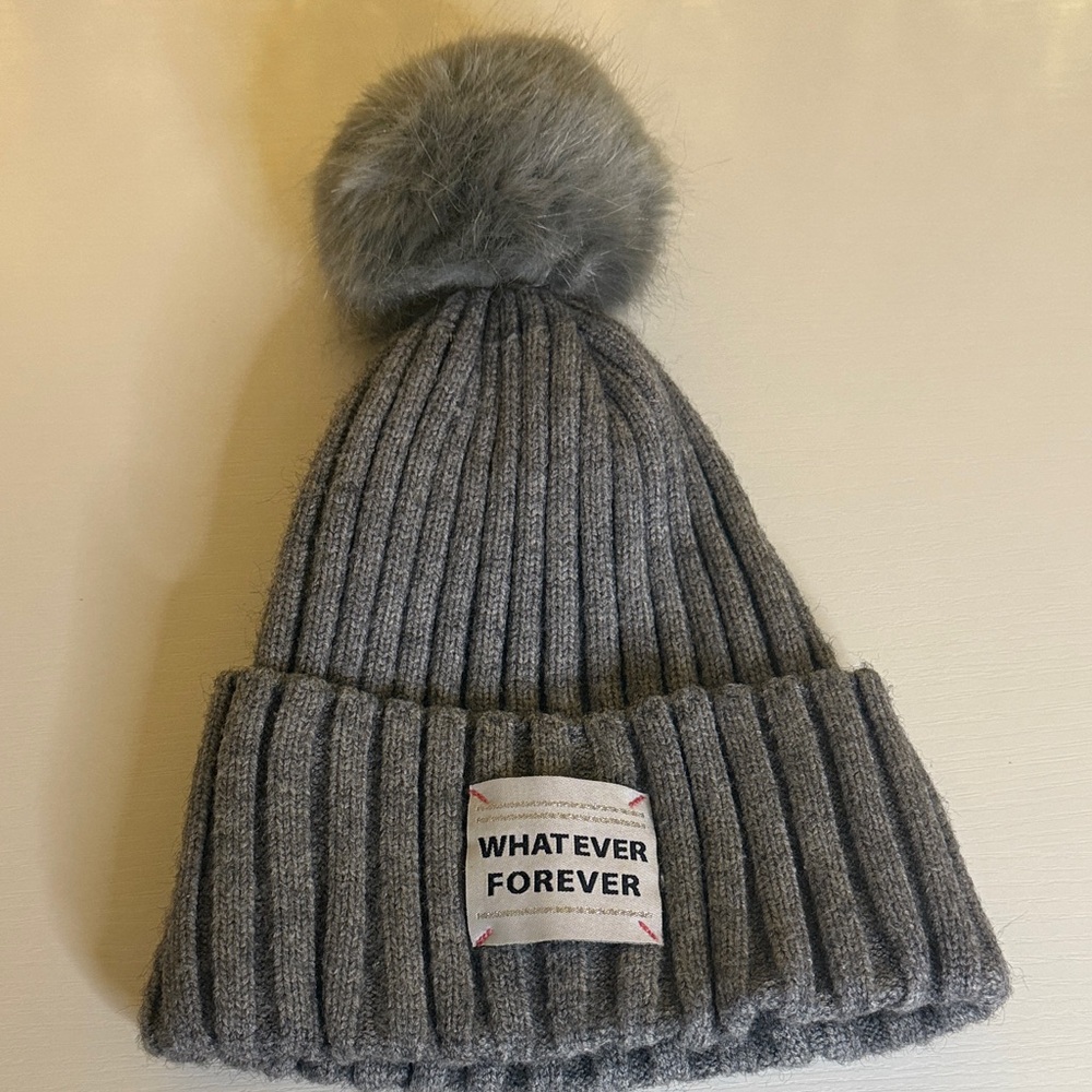 H&M Kids' Gray Knit Beanie with Pom-Pom